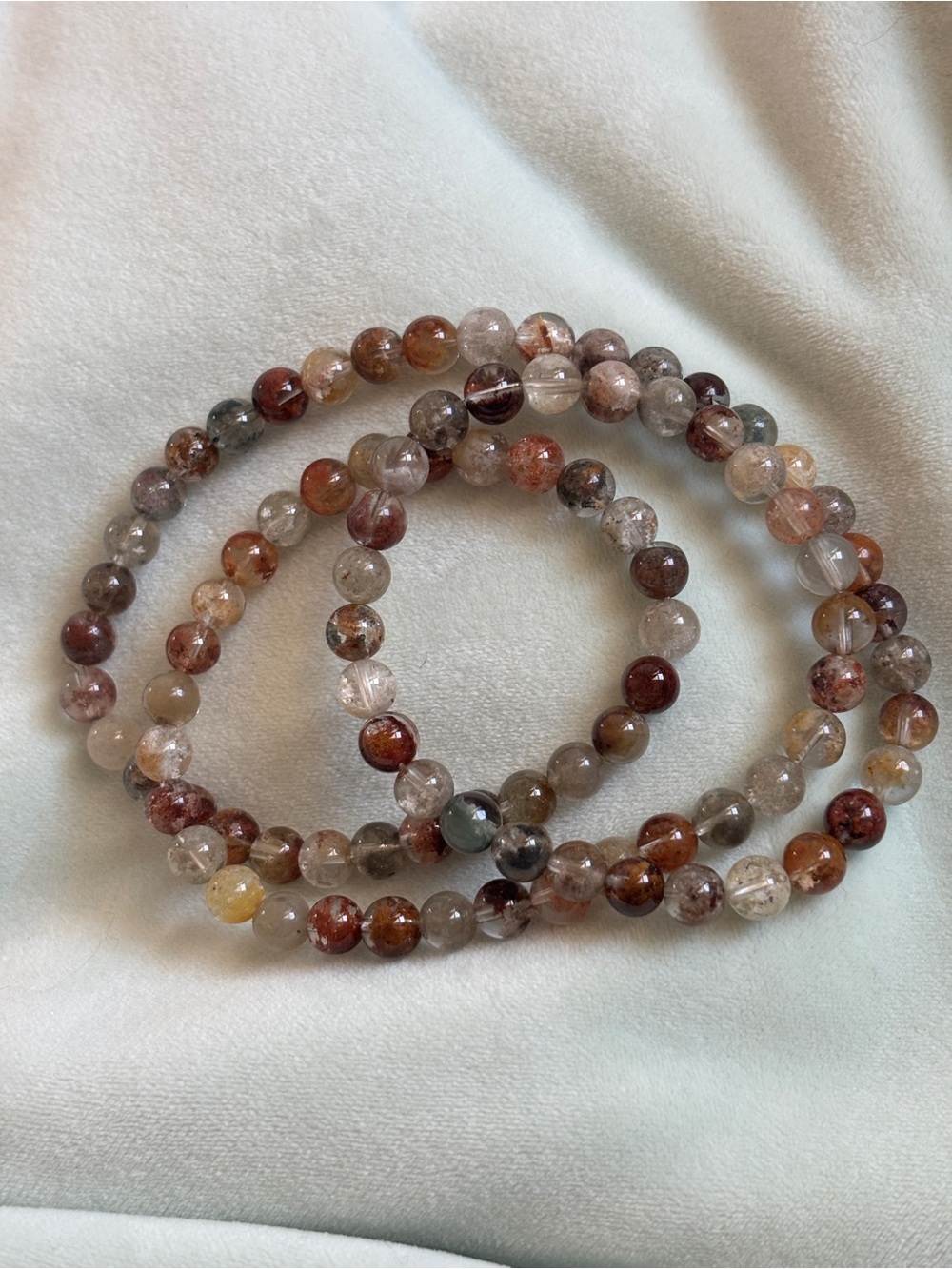 Multicolor Rutilated Garden Quartz Beaded Stretch Wrap Bracelet
